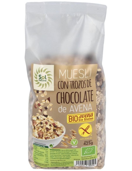 Solnatural Muesli Avena Chocolate Sin Gluten Bio 425 G