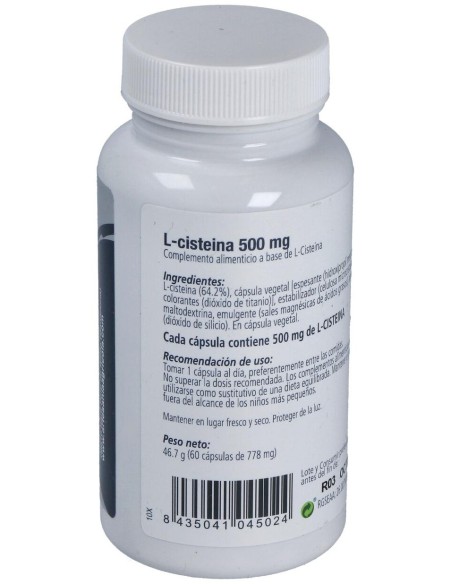 L-Cisteina 60 Cápsulas 500Mg Por Cápsula