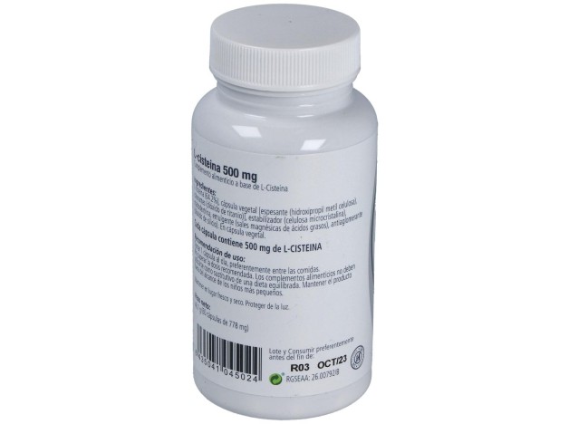 L-Cisteina 60 Cápsulas 500Mg Por Cápsula