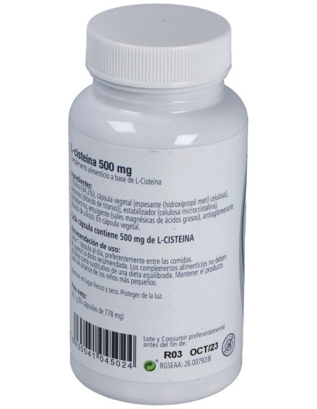 L-Cisteina 60 Cápsulas 500Mg Por Cápsula