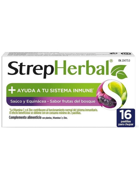 Strepherbal 16 Comp Sauco Y Equinacea Sabor Frutas del bosque