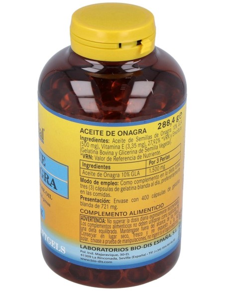 Aceite De Onagra 500Mg. (10% Gla) 400Perlas