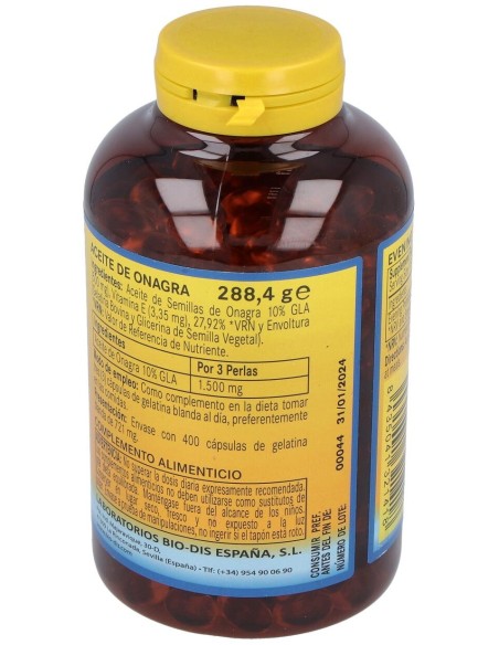 Aceite De Onagra 500Mg. (10% Gla) 400Perlas