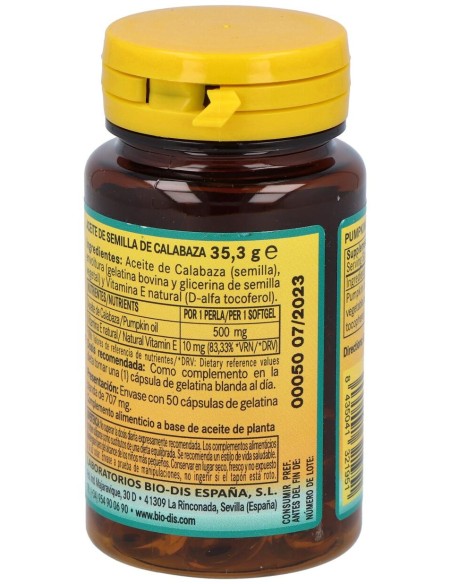 Aceite De Semillas De Calabaza 500Mg. 50Perlas