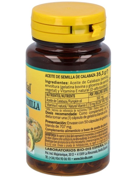 Aceite De Semillas De Calabaza 500Mg. 50Perlas