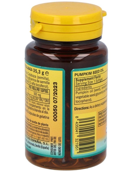Aceite De Semillas De Calabaza 500Mg. 50Perlas