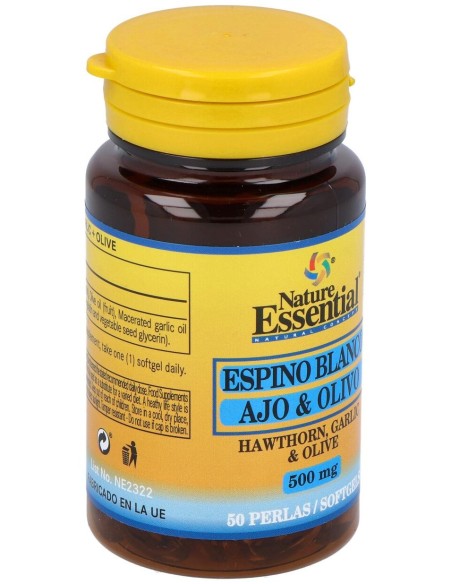 Nature Essential Espino Blanco+Ajo+Olivo 500Mg 50 Perlas