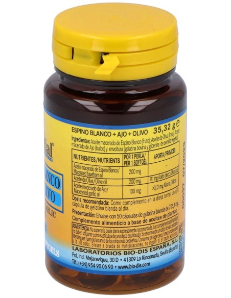 Nature Essential Espino Blanco+Ajo+Olivo 500Mg 50 Perlas