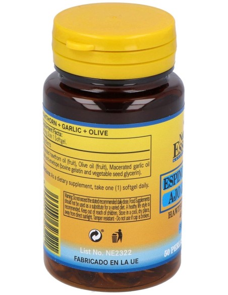 Nature Essential Espino Blanco+Ajo+Olivo 500Mg 50 Perlas