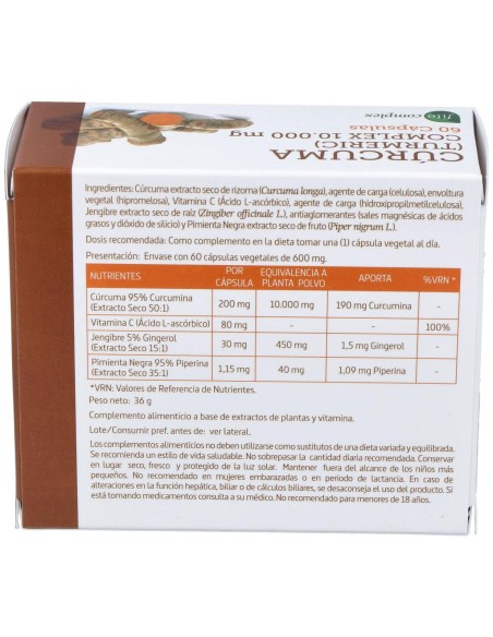 Curcuma 10.000Mg. +Jengibre+Pimienta 60Cap.