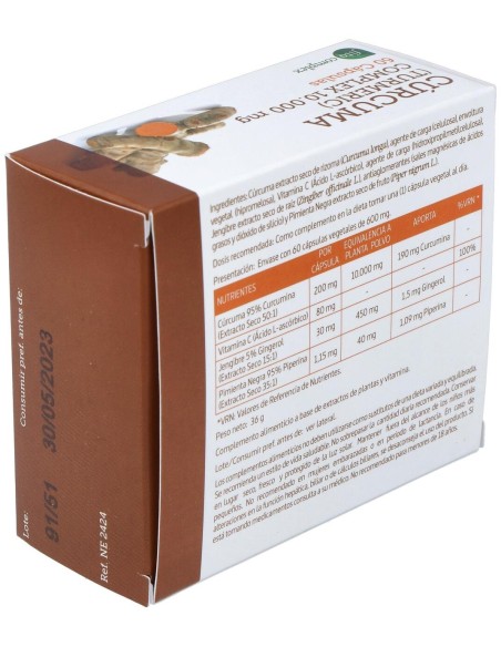 Curcuma 10.000Mg. +Jengibre+Pimienta 60Cap.