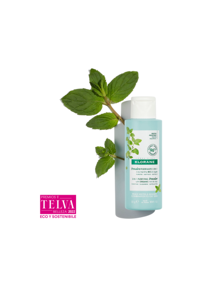 Klorane Polvo Purificante 3 en 1 a la Menta Bio y Arcilla 50 g