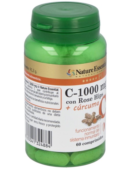 Nature Essential Plus Vitamina C 1000Mg Rose Hips+Curcuma 60Comp