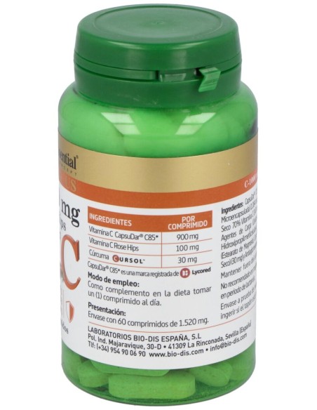 Nature Essential Plus Vitamina C 1000Mg Rose Hips+Curcuma 60Comp
