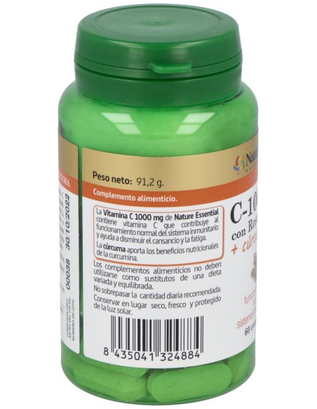 Nature Essential Plus Vitamina C 1000Mg Rose Hips+Curcuma 60Comp