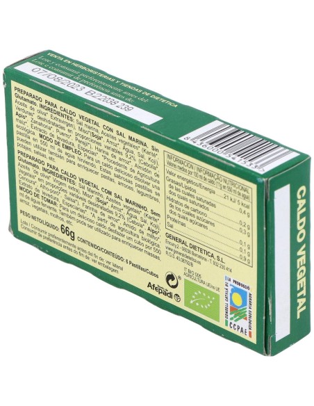 Caldo Vegetal Eco Con Sal Marina Natural 6Pastilla