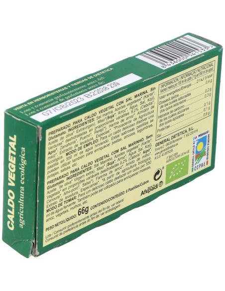 Caldo Vegetal Eco Con Sal Marina Natural 6Pastilla