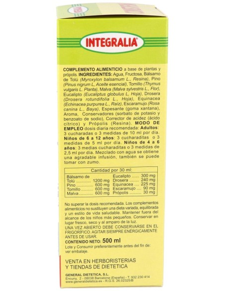 Integralia Jarabe Constifin Sin Azucar 500Ml