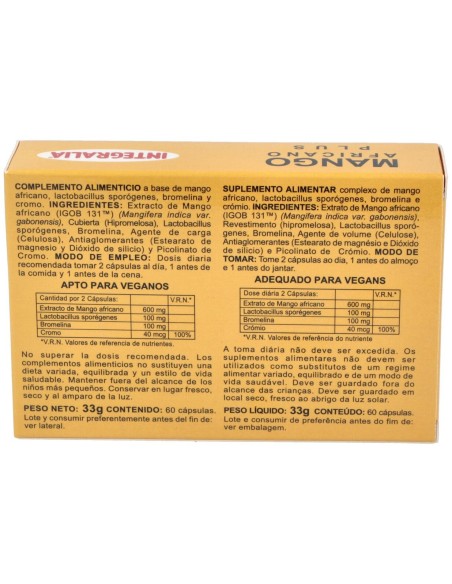 Integralia Mango Africano Plus 60Caps