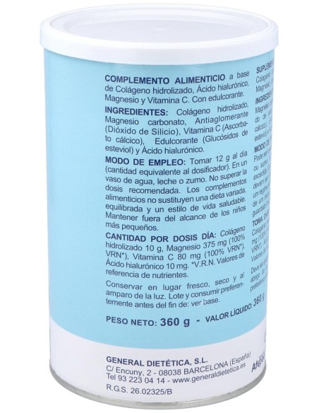 Integralia Colágeno Soluble Plus Hialurónico Magnesio Sabor Neutro 360G