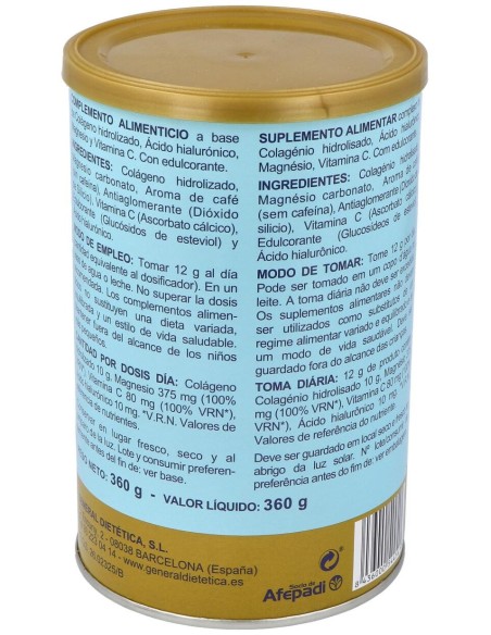 Integralia Colágeno Soluble Plus Hialurónico Magnesio Sabor Café 360G