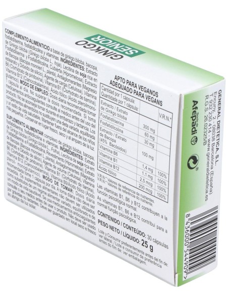 Integralia Ginkgo Senior Complemento Alimenticio 30 Comp