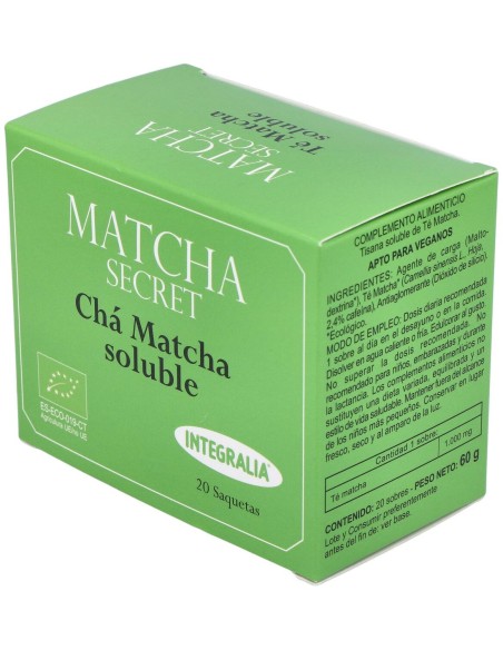 Té Matcha Ecologico Soluble Integralia 20 Sobres