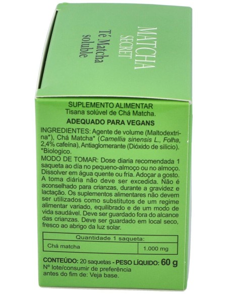 Té Matcha Ecologico Soluble Integralia 20 Sobres