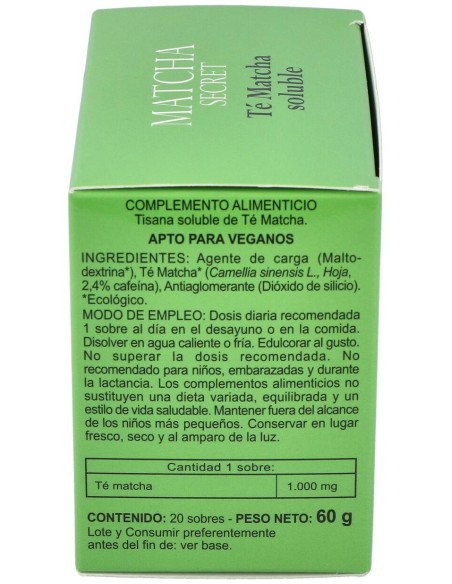 Té Matcha Ecologico Soluble Integralia 20 Sobres