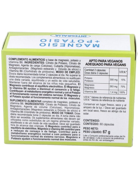 Integralia Magnesio Potasio 60Caps