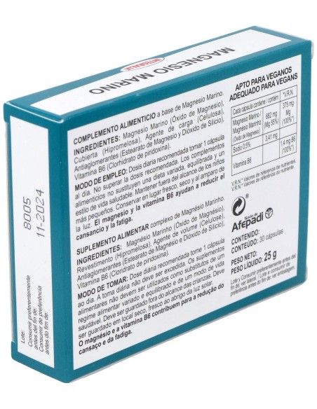 Magnesio Marino Con Vit. B6 30Cap.