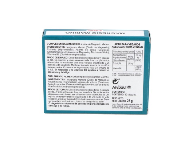 Magnesio Marino Con Vit. B6 30Cap.