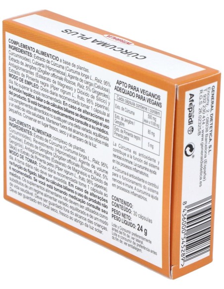 Integralia Curcuma Plus Con Pimienta Negra Y Jengibre 30Caps