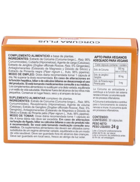 Integralia Curcuma Plus Con Pimienta Negra Y Jengibre 30Caps