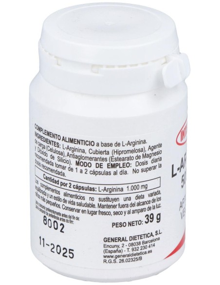 Integralia Arginina 500Mg 60Caps