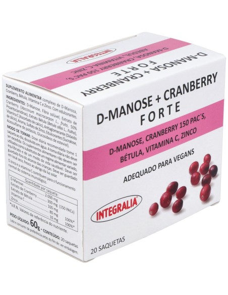 Integralia D-Manosa+Cranberry Forte Abedul Vit C Zinc 20 Sobres