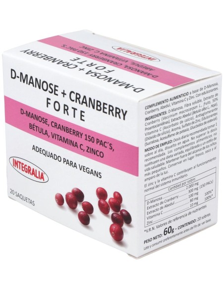 Integralia D-Manosa+Cranberry Forte Abedul Vit C Zinc 20 Sobres