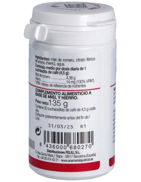 Complemento Alimenticio Base De Miel Y Hierro 135 Gr