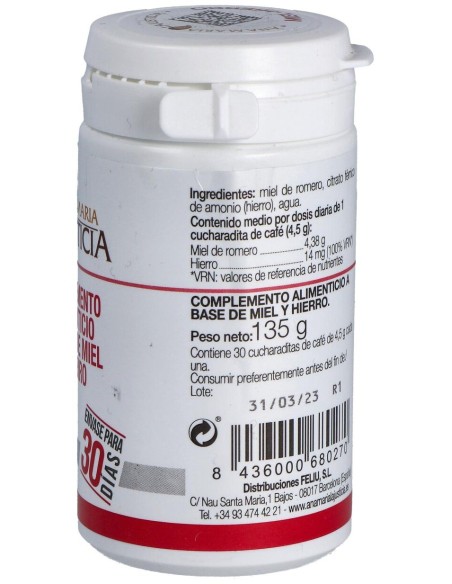 Complemento Alimenticio Base De Miel Y Hierro 135 Gr
