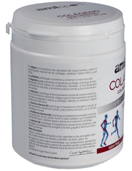 Amlsport Colágeno Con Magnesio+Vit.C+B1.B2.B6 Polvo Fresa 350Gr