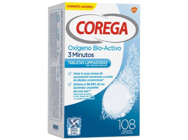 Corega Oxígeno Bio-Activo 108 Tabletas