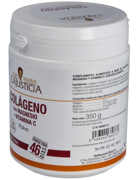 Ana Maria Lajusticia Colágeno Con Magnesio Y Vitamina C Sabor Fresa 350G