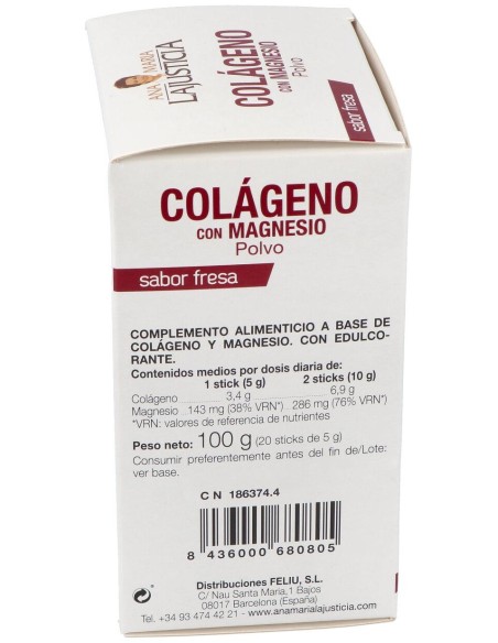 Ana Maria Lajusticia Colágeno Con Magnesio Sabor Fresa 20 Sticks