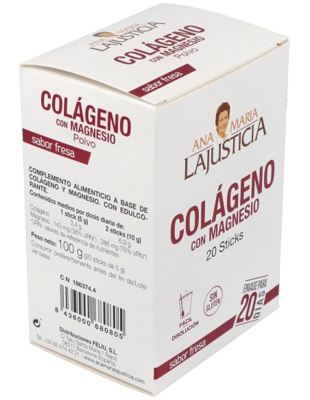 Ana Maria Lajusticia Colágeno Con Magnesio Sabor Fresa 20 Sticks
