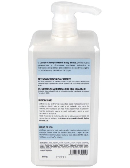Baby Shova De Jabon Champu Infantil Aloe 1Litro
