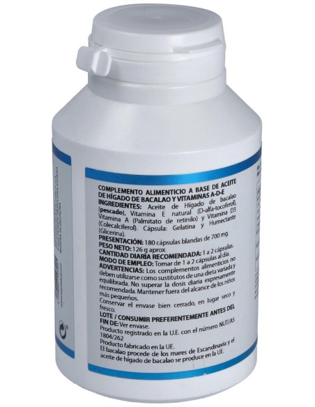 Equisalud Aceite Higado De Bacalao Con Vitaminas Ade 500Mg 180 Perlas