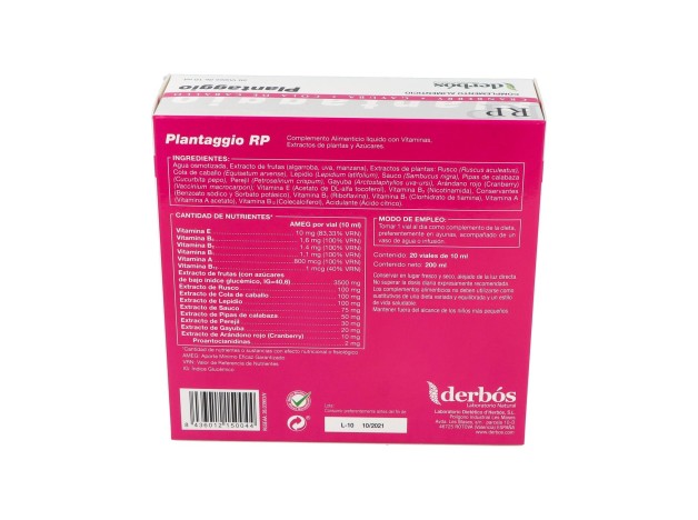 Derbós Plantaggio Rp 20 Ampollas