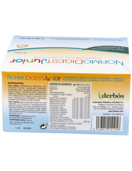 Derbos Normodigest Junior 20 Viales