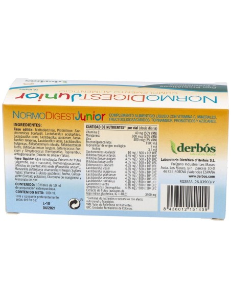 Derbos Normodigest Junior 10 Viales