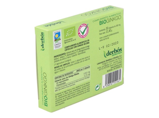 Derbós Bio Ginkgo Biloba 30Cáps